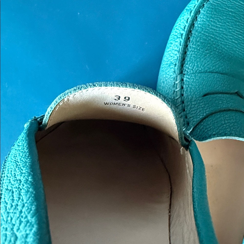 Tod's Gommino Classic Driving Shoe Leather Penny Loafers in Teal Sz 39 - Picture 6 of 13